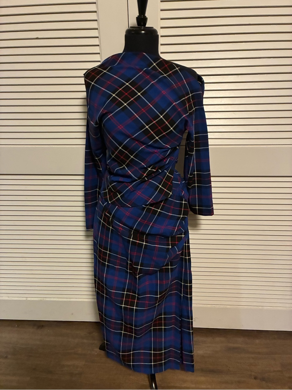Zara Blue Plaid Midi Dress